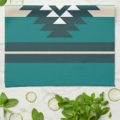 Linge De Cuisine Design aztèque en couleur turquoise (Plié)