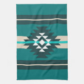 Linge De Cuisine Design aztèque en couleur turquoise (Vertical)