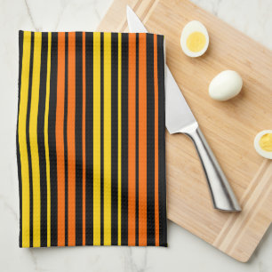 Linge De Cuisine Design bandes verticales jaunes et orange foncé