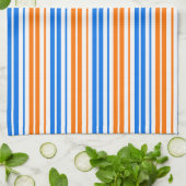 Linge De Cuisine Design bandes verticales orange bleu blanc (Plié)