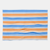 Linge De Cuisine Design bandes verticales orange bleu blanc (Horizontal)