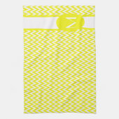 Linge De Cuisine Design Chevron élégant citron avec monogramme (Vertical)