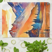 Linge De Cuisine Design d'art de Sunset Mountain (Plié)