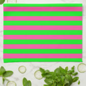 Linge De Cuisine Design de bandes rose et verte (Plié)
