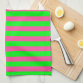 Linge De Cuisine Design de bandes rose et verte (Quart Plié)