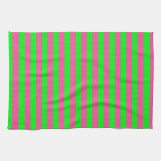 Linge De Cuisine Design de bandes rose et verte (Horizontal)