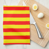 Linge De Cuisine Design de bandes rouge et jaune (Quart Plié)