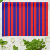 Linge De Cuisine Design de bandes rouges et bleues (Plié)