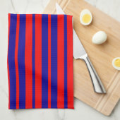 Linge De Cuisine Design de bandes rouges et bleues (Quart Plié)