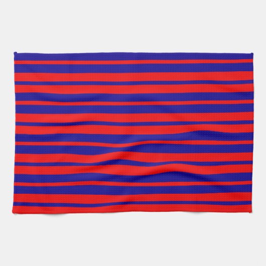 Linge De Cuisine Design de bandes rouges et bleues (Horizontal)