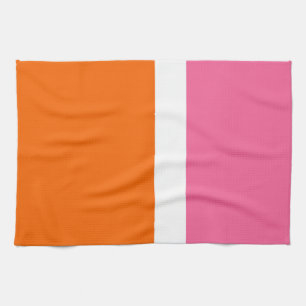 Linge De Cuisine Design de bloc de couleur rose blanc orange clair