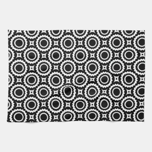 Linge De Cuisine Design de cercles en zigzag noir mignon (Horizontal)