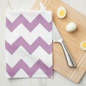 Linge De Cuisine Design de chevrons de zigzag violet et blanc (Quart Plié)