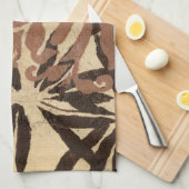 Linge De Cuisine Design de crayon floral avec Feuilles tawny (Quart Plié)