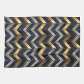 Linge De Cuisine "Design de luxe Art Déco : Or, Argent & Bleu (Horizontal)