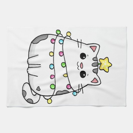 Linge De Cuisine Design de Noël de chat mignon (Horizontal)