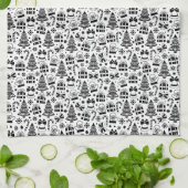 Linge De Cuisine Design de Noël monochrome (Plié)