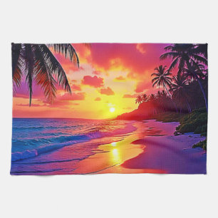 Linge De Cuisine Design de rêve de plage Sunset Vibrant