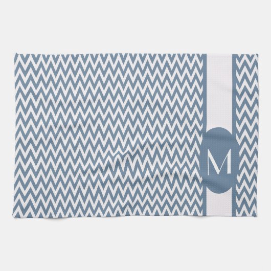 Linge De Cuisine Design élégant Chevron gris français avec monogram (Horizontal)