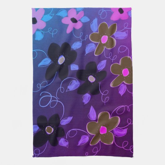 Linge De Cuisine Design Floral Avec Violet (Vertical)