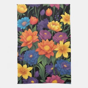 Linge De Cuisine Design floral de printemps coloré