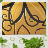 Linge De Cuisine Design floral jaune doré (Plié)