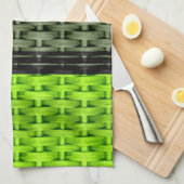 Linge De Cuisine Design graphique en osier noir et vert (Quart Plié)