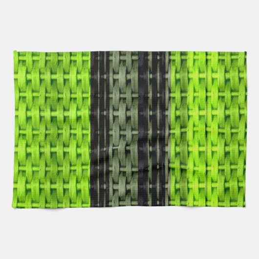 Linge De Cuisine Design graphique en osier noir et vert (Horizontal)