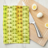 Linge De Cuisine Design graphique en osier vert citron (Quart Plié)