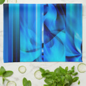 Linge De Cuisine Design graphique transparent - bleu noir I (Plié)