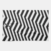 Linge De Cuisine Design moderne noir blanc Motif Chevron initial (Horizontal)