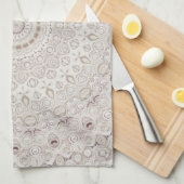 Linge De Cuisine Design Motif en mandala beige et taupe (Quart Plié)