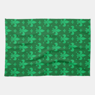 Linge De Cuisine Design Motif Fleur de lis vert