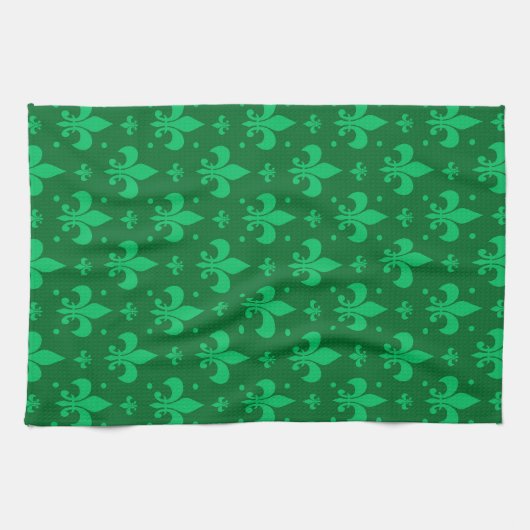 Linge De Cuisine Design Motif Fleur de lis vert (Horizontal)