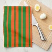 Linge De Cuisine Design Motif Orange Green (Quart Plié)