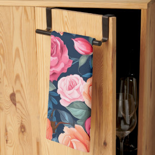 Linge De Cuisine Design Motif Rose rouge rose orange