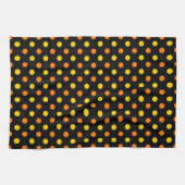 Linge De Cuisine Design Orange Jaune Sur Points noirs (Horizontal)