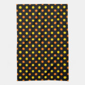 Linge De Cuisine Design Orange Jaune Sur Points noirs (Vertical)