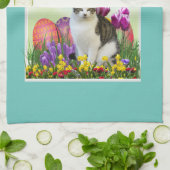 Linge De Cuisine Design Pâques classique avec chat en vacances Casq (Plié)