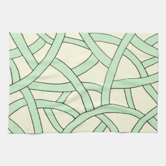 Linge De Cuisine Design rayé Crème verte