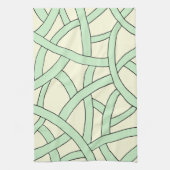 Linge De Cuisine Design rayé Crème verte (Vertical)