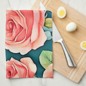 Linge De Cuisine Design Rose élégant (Quart Plié)