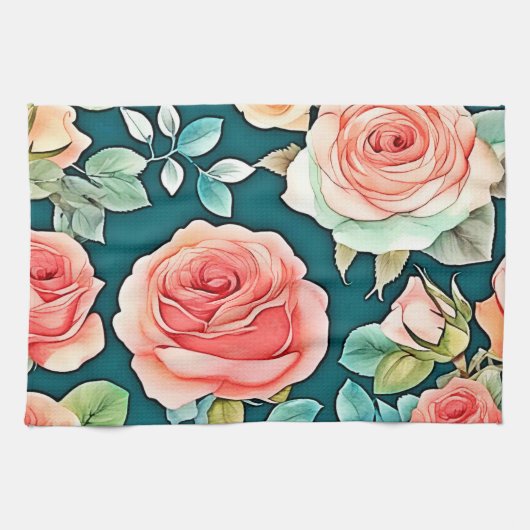 Linge De Cuisine Design Rose élégant (Horizontal)