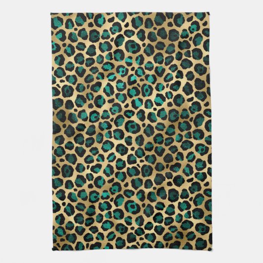 Linge De Cuisine Design turquoise et Gold Leopard Series 14 (Vertical)