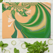 Linge De Cuisine Design vert jaune. (Plié)