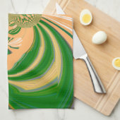 Linge De Cuisine Design vert jaune. (Quart Plié)