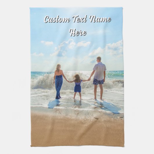Linge De Cuisine Design Your Own Photo Kitchen Towels Custom Text (Vertical)