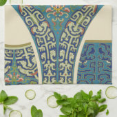 Linge De Cuisine Designs orientaux bleus avec facettes souriantes (Plié)