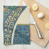 Linge De Cuisine Designs orientaux bleus avec facettes souriantes (Quart Plié)