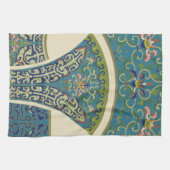 Linge De Cuisine Designs orientaux bleus avec facettes souriantes (Horizontal)